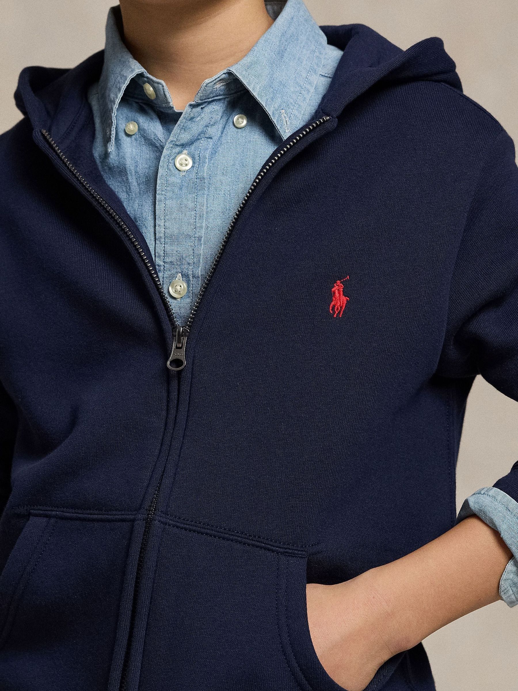 Buy Polo Ralph Lauren Blue Zip Through Logo Hoodie from Next USA