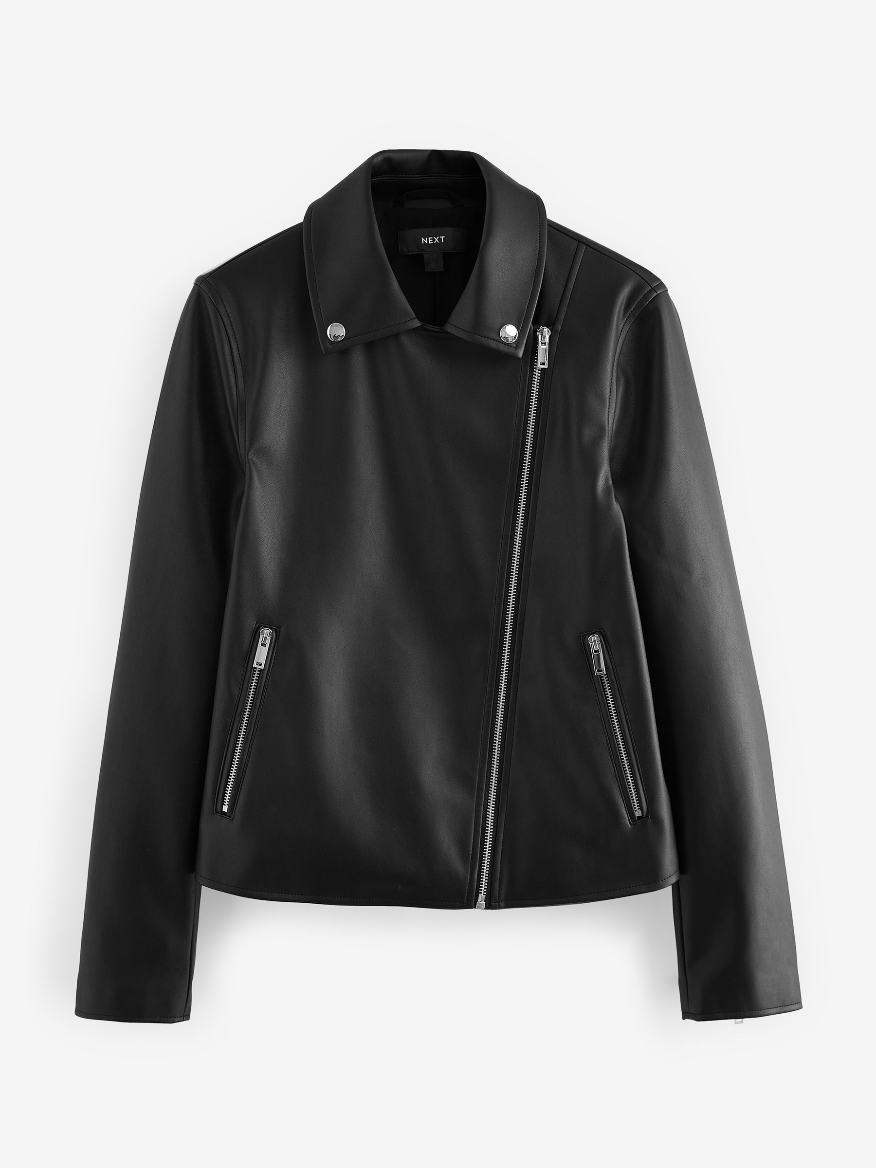Buy Black Faux Leather Biker Jacket from Next Romania