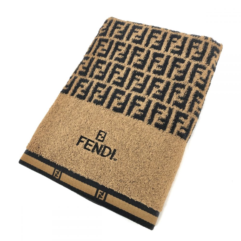 フェンディ/バスタオル/ヴィンテージ/ズッカ/コットン/ブラウン/箱無の