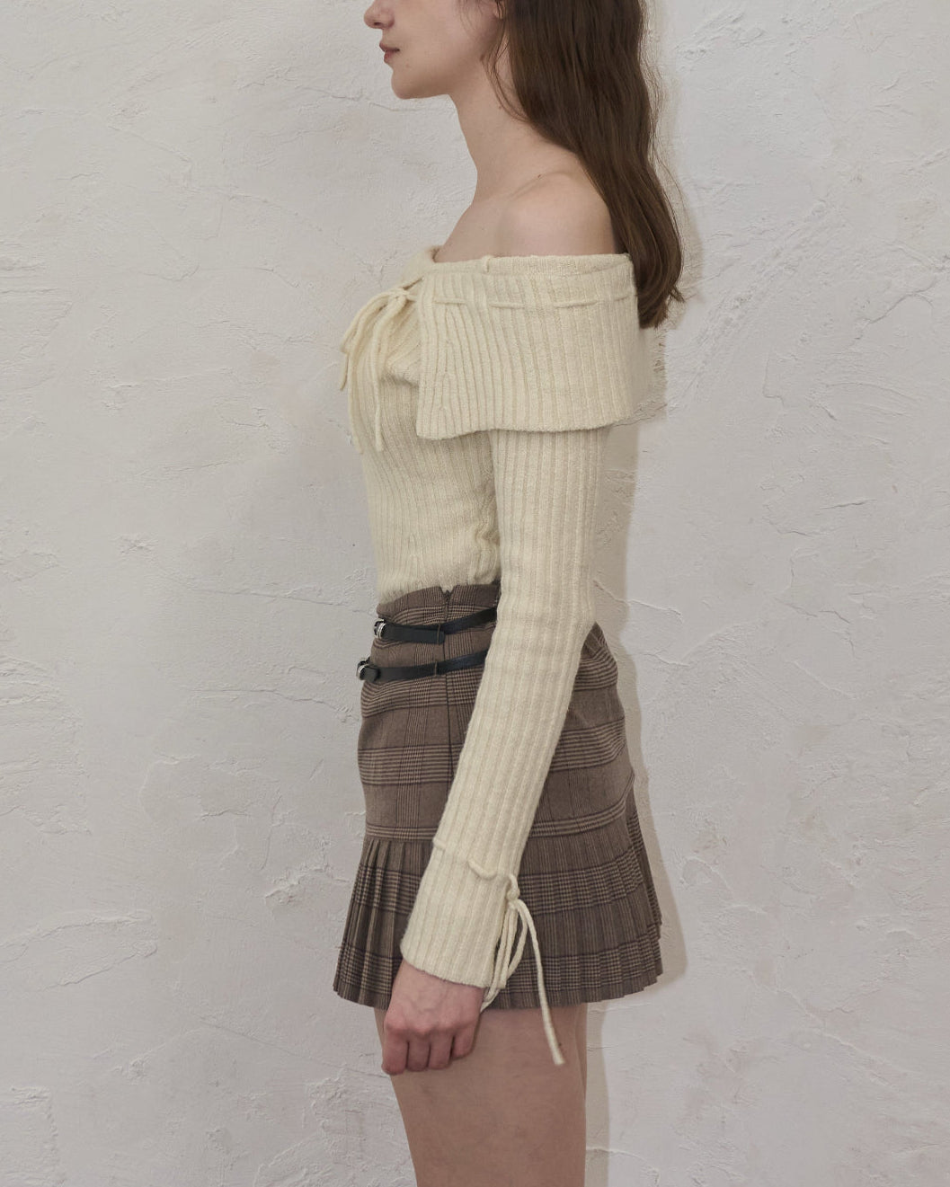 Off-shoulder ribbon knit – YILON