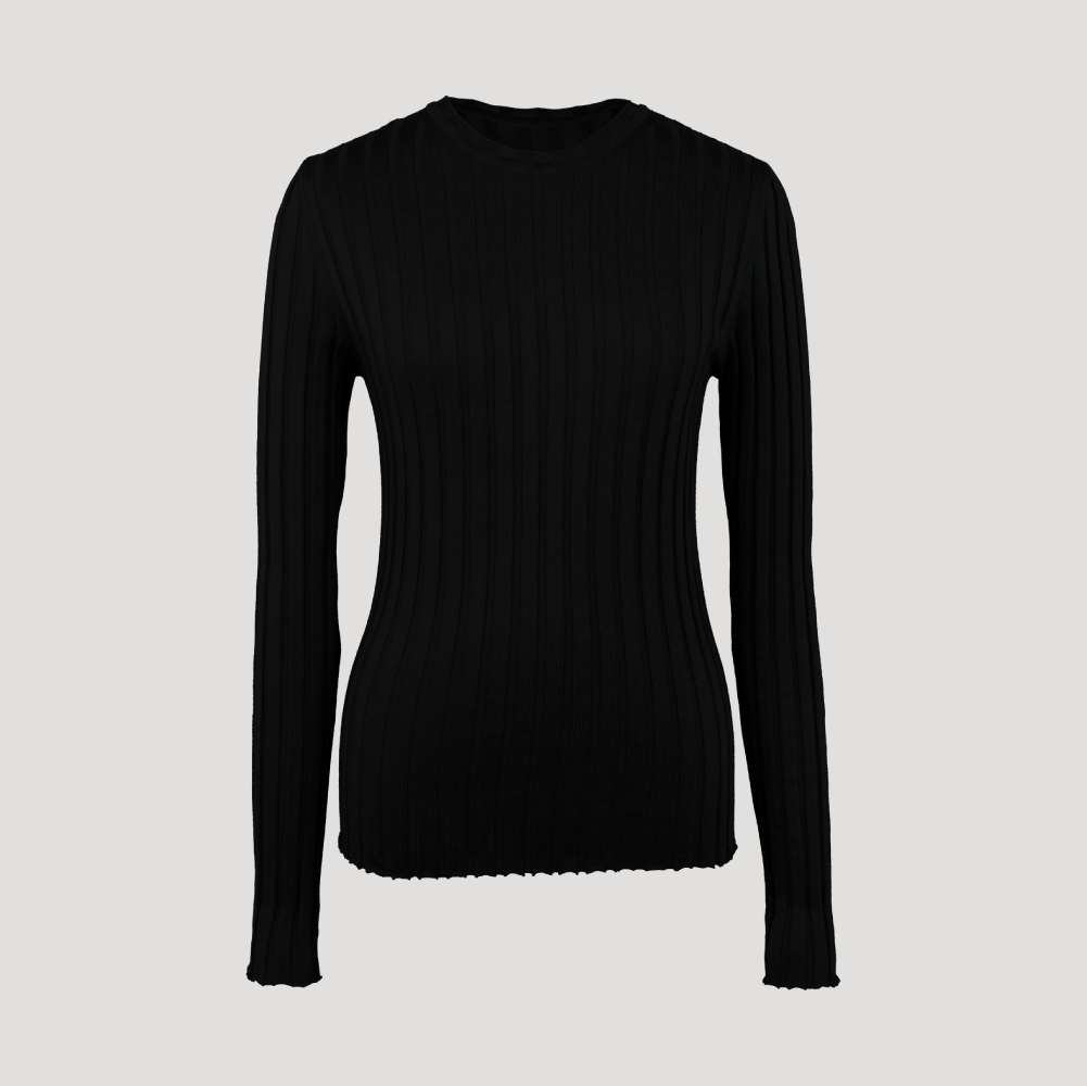 YONFA / 【PRE ORDER】コットンカシミヤリブニット (black)