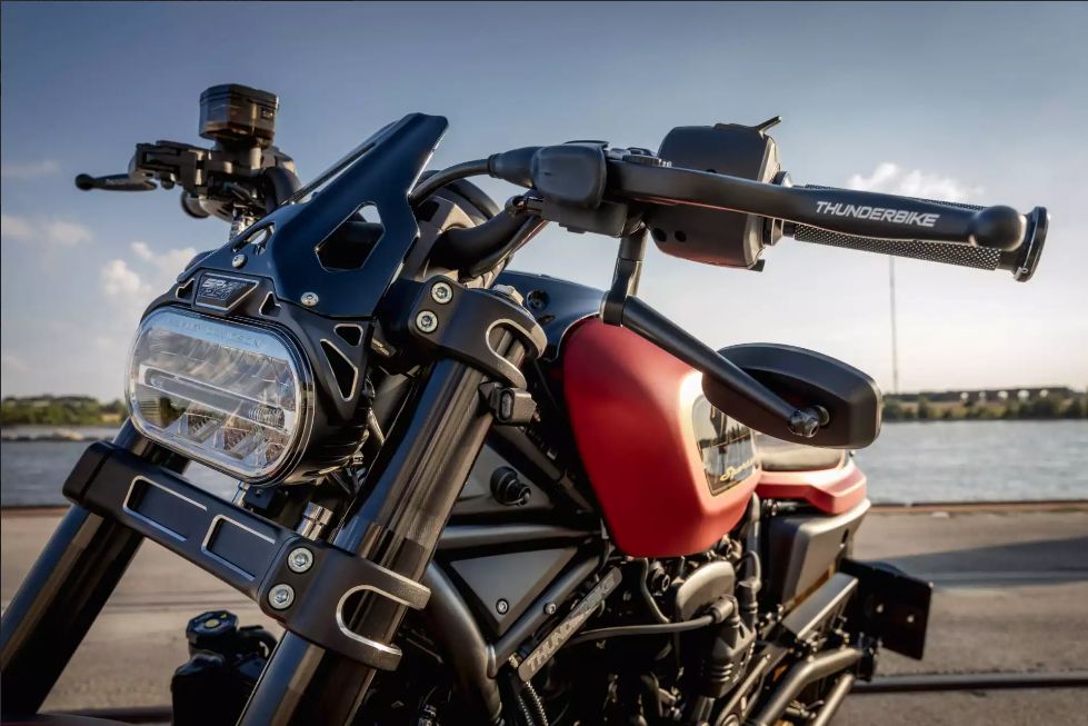 サンダーバイク□ ミラー逆さ付け用ブラケットセット ブラック