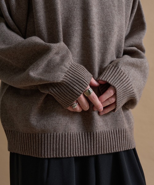 epnok セーター ニット バイカラールーズニットポロ メンズ レディース