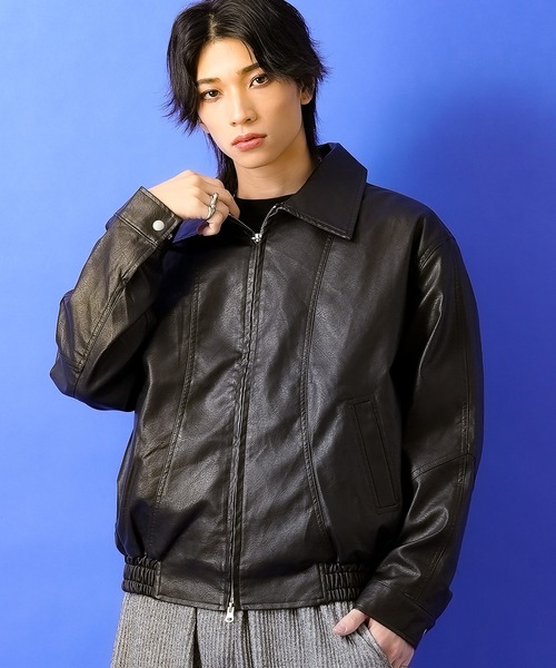 ブルゾン アウター a.p.o.v. ビンテージライクジップアップジャケット