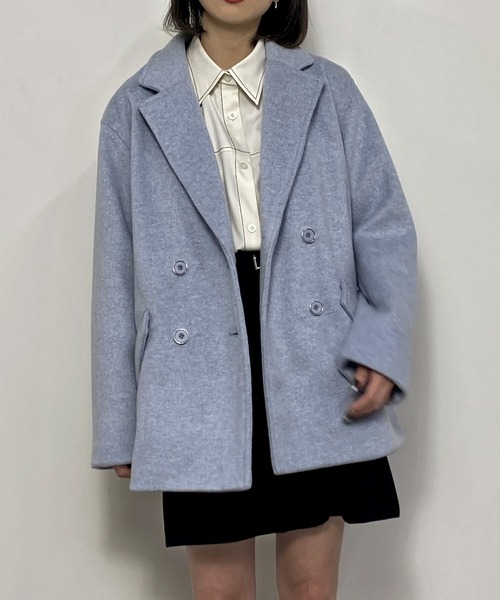 コート アウター ウールライクダブルコート／ダブルブレストショート丈