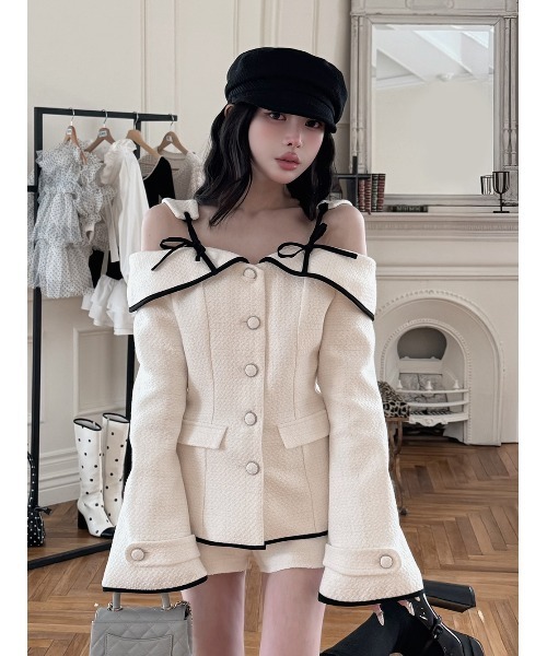 Darich（ダーリッチ） ボンディングツイードオフショルチュニック