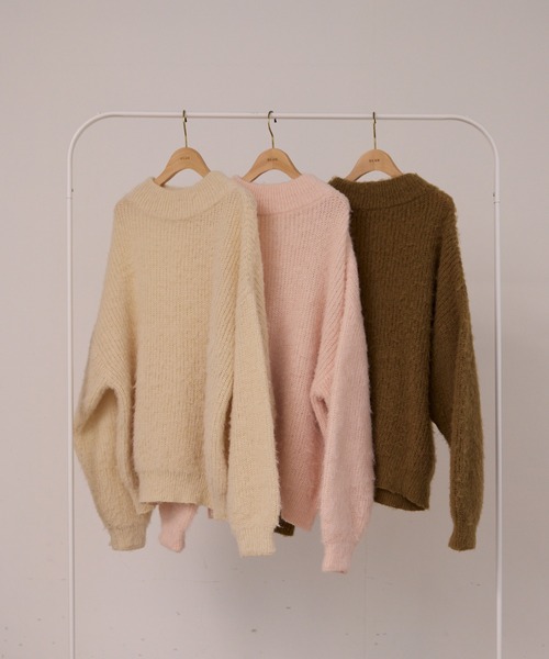 OLUN ニット セーター high neck mohair like knit/ハイネックモヘア