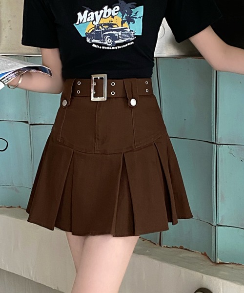DIAVEL スカート ベルト付きプリーツミニスカート : ZOZOTOWN Yahoo!店