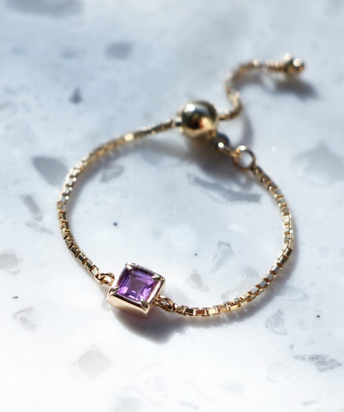 JUPITER 指輪 リング 「K10」天然石チェーンリング/誕生石/ピンキー