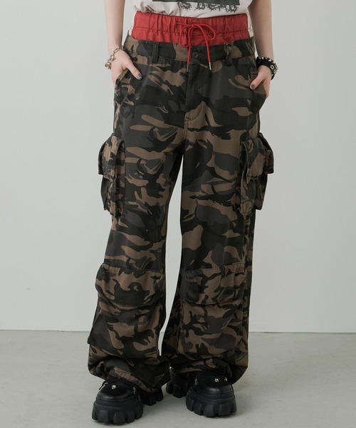 AIVER（アイバー） カーゴパンツ カモレイヤードカーゴパンツ メンズ