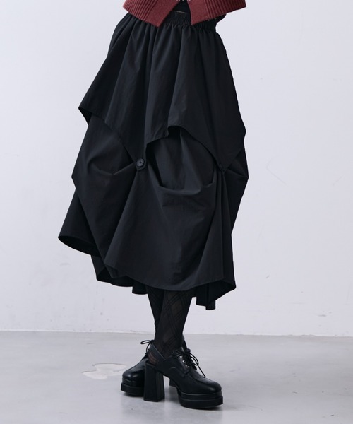MONOe スカート アシンメトリータックレイヤードスカート : ZOZOTOWN
