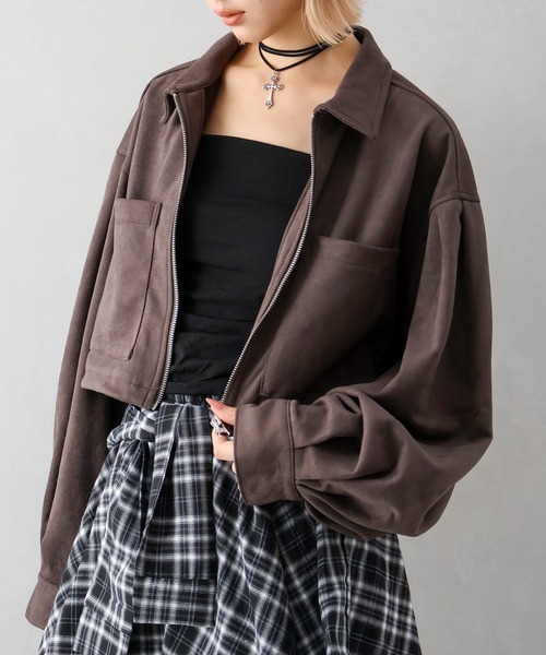 SpRay（スプレイ） ブルゾン アウター スウェードポンチZIPショート