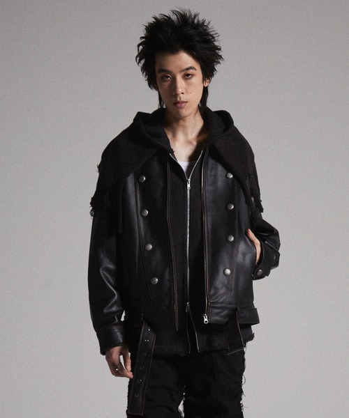 GRANCY パーカー 「GRANCY」Knit Layered Design Zip Hoodie / ニット