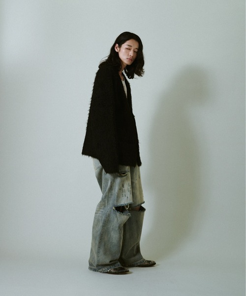 Camphor wood カーディガン mohair touch super shaggy cardigan