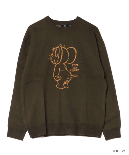 セーター ニット 「公式」トムとジェリー 後ろJERRYジャガードニット