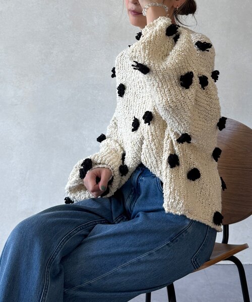 BEARDSLEY（ビアズリー） ニット セーター ぽんぽんドットニット