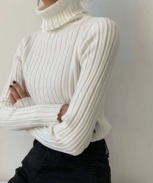sakishimatokyo ニット セーター リブタートルニットプルオーバー