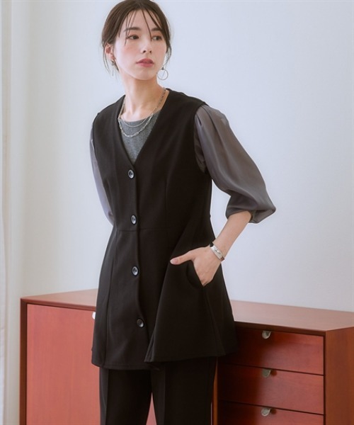 ニッセン（nissen） セットアップ ジレセットアップ（ペプラムジレ＋