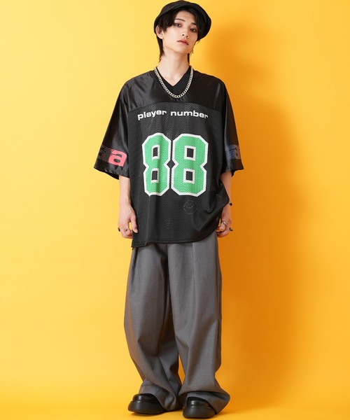 tシャツ a.p.o.v. コンビメッシュナンバリングフットボールシャツ