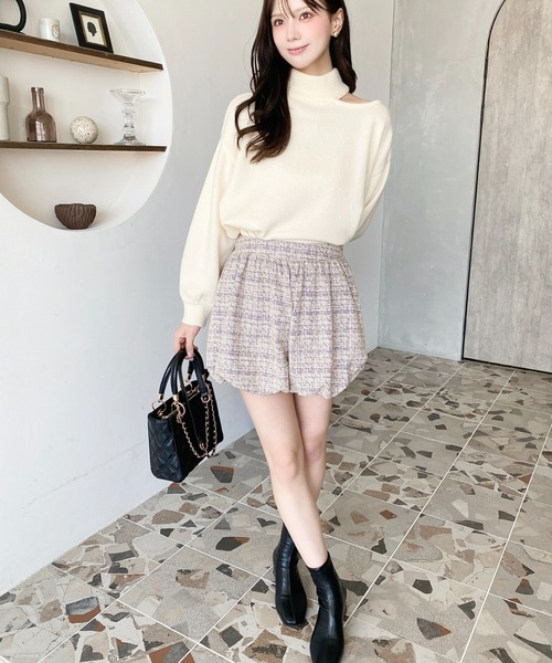 moment+ スカート カラーツイードバルーンミニキュロット : ZOZOTOWN