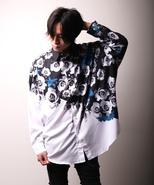 REGIEVO（レジエボ） シャツ Floral print mode long sleeve shirt