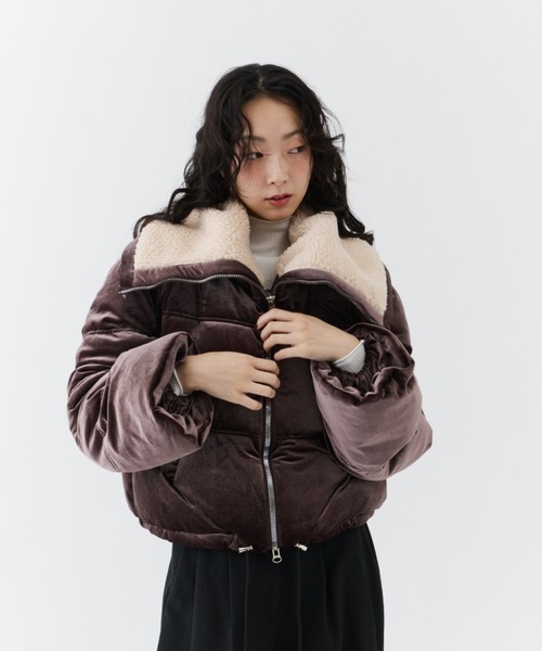 NUJOH ダウンコート ダウンジャケット Velvet Short Down Jacket