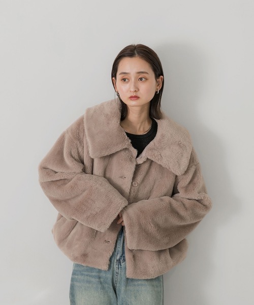 ad thie（アドティエ） ブルゾン アウター ふわふわソフトタッチ 衿