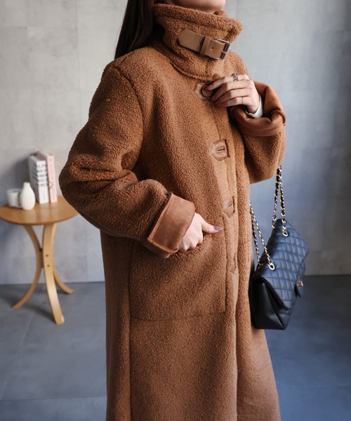 sakishimatokyo ムートンコート ボアコート シングルブレスト