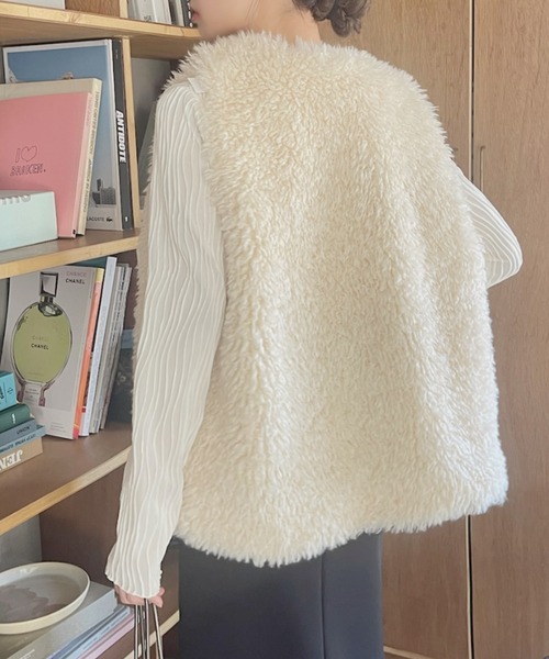 TREOVER ベスト ジレ プードルファーベスト レディース : ZOZOTOWN