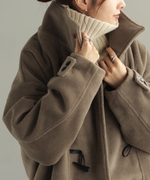 HUG.U（ハグユー） ダッフルコート コート 小顔2way襟 ショートコート