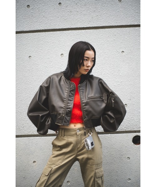 SLY（スライ） ブルゾン アウター VINTAGE F/LEATHER CROP BZ
