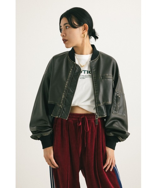 SLY（スライ） ブルゾン アウター VINTAGE F/LEATHER CROP BZ
