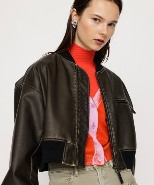 SLY（スライ） ブルゾン アウター VINTAGE F/LEATHER CROP BZ