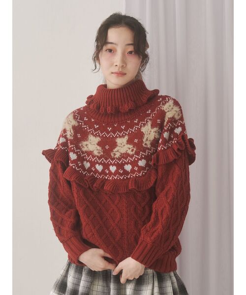 merry jenny（メリージェニー） ニット セーター bear yoke knit tops