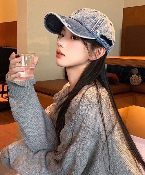 Ressaca（レサーカ） キャップ 帽子 ワンポイント刺繍ロゴダメージ加工