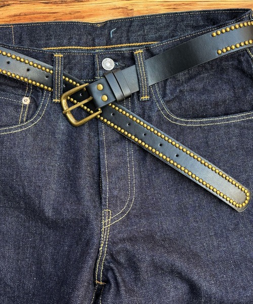 Port（ポート） ベルト ヴィンテージ ライク スタッズ レザー ベルト