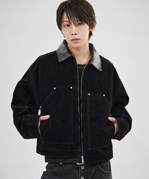 デニムジャケット gジャン 「SET-UP着用可能」合成皮革カラー