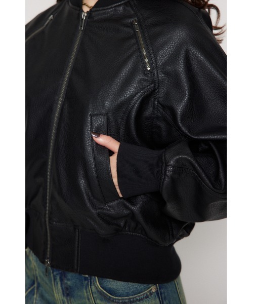 LAGUA GEM（ラグアジェム） ブルゾン アウター CROPPED FAUX LEATHER