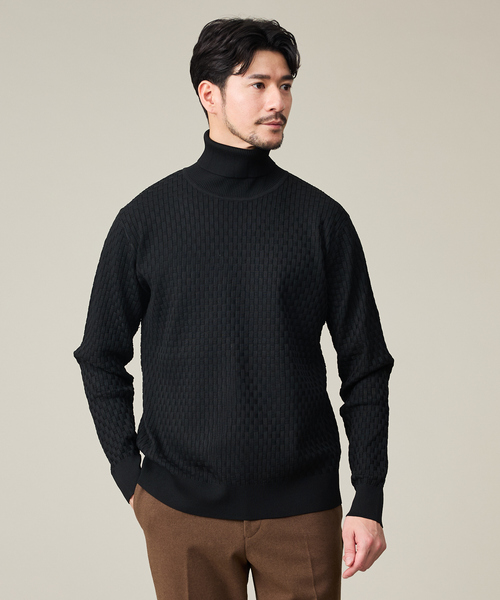 ABAHOUSE GRAY セーター ニット 「ハイストレッチ」ブロックチェック