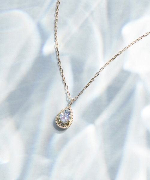 Jewel closet by L&Co. ネックレス K10 ティアドロップ カラーストーン
