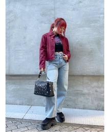 Desigual（デシグアル） レザージャケット ライダース クロップド丈