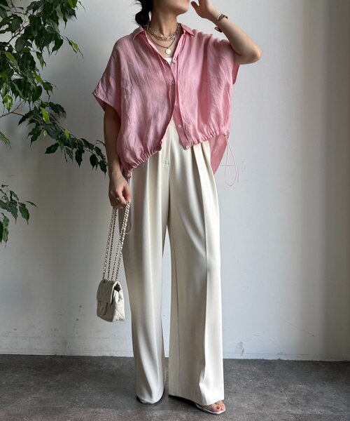 DouDou（ドゥドゥ） ブラウス シャツ リネンドロストフレンチシャツ