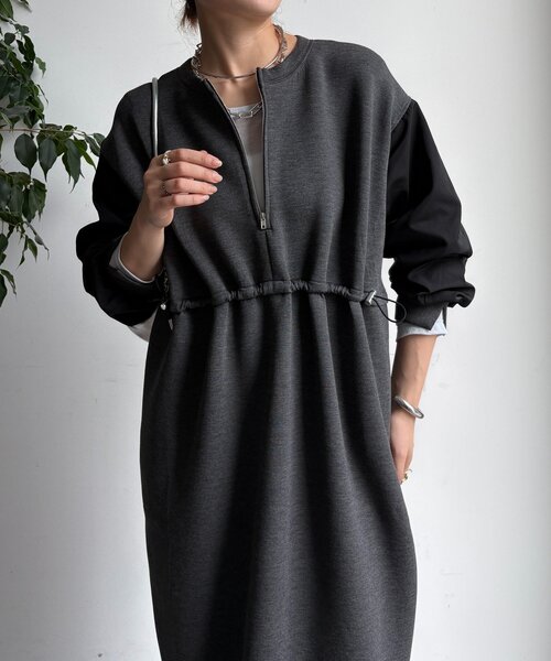 DouDou（ドゥドゥ） ワンピース 袖異素材切替ダンボールワンピース