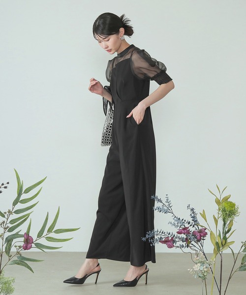 Kana パンツドレス シアーボックススリーブ ビスチェ パンツドレス