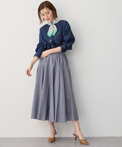 Petit Honfleur（プチオンフルール） スカート ストライプフレア