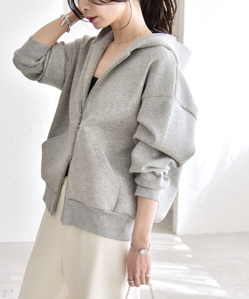 quaranciel パーカー quaranciel:「洗濯機可能」ポンチ ダブルジップ