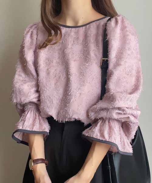 FILLOU（フィルー） ブラウス シャツ 配色パイピングフラワー