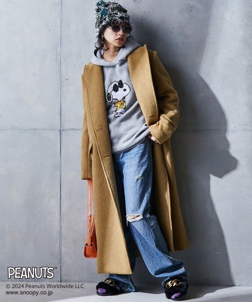 PEANUTS ニット セーター スヌーピー/ジャガードパーカーニットプル
