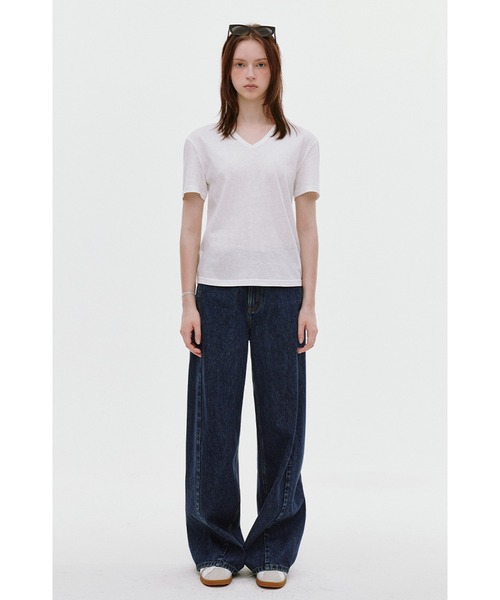 ジーンズ デニム デニムパンツ ハイウエスト サイドシーム カーブ