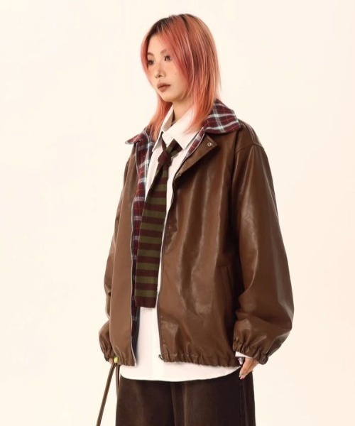 FreeZone ブルゾン アウター 「2WAY」リバーシブルチェックカラー